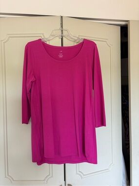J. Jill Scoop Neck Tunic in Fuchsia Pink